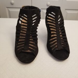 Rue 21 Etc Black Cut Out Slingback Peep Toe Chunky Platform Heels Size 9 Kayla